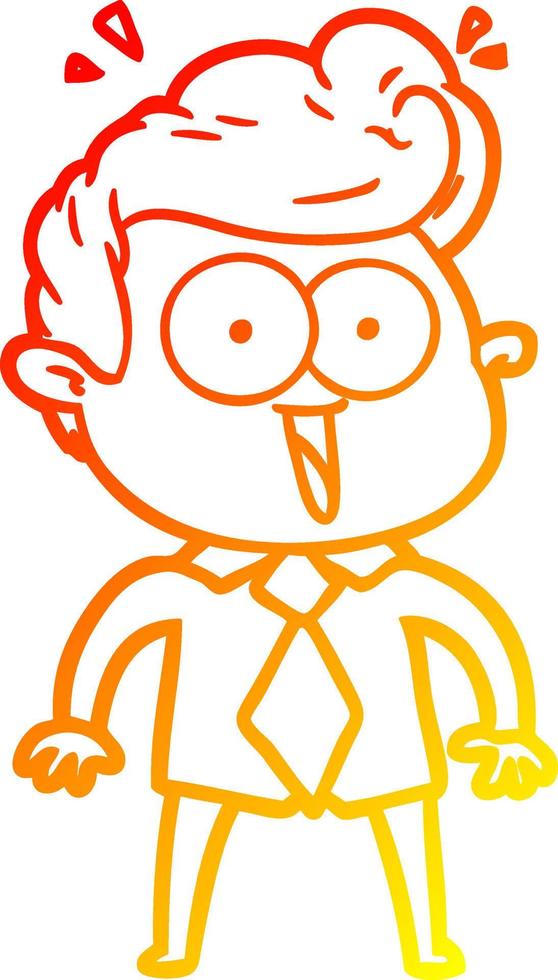 warm gradient line drawing cartoon staring man vector