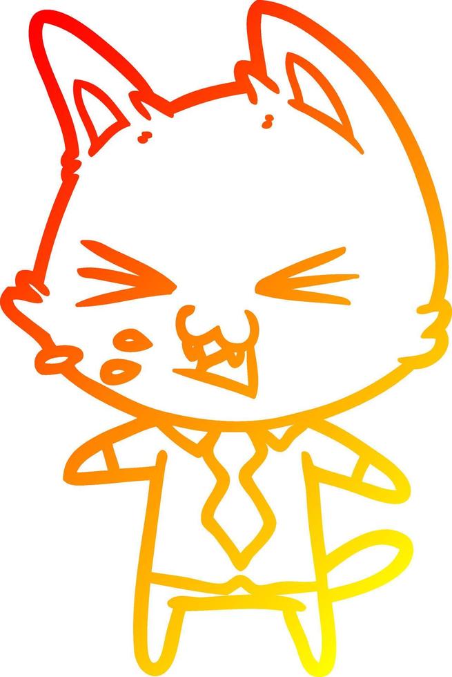 dibujo de línea de gradiente cálido gato de dibujos animados con camisa silbando vector