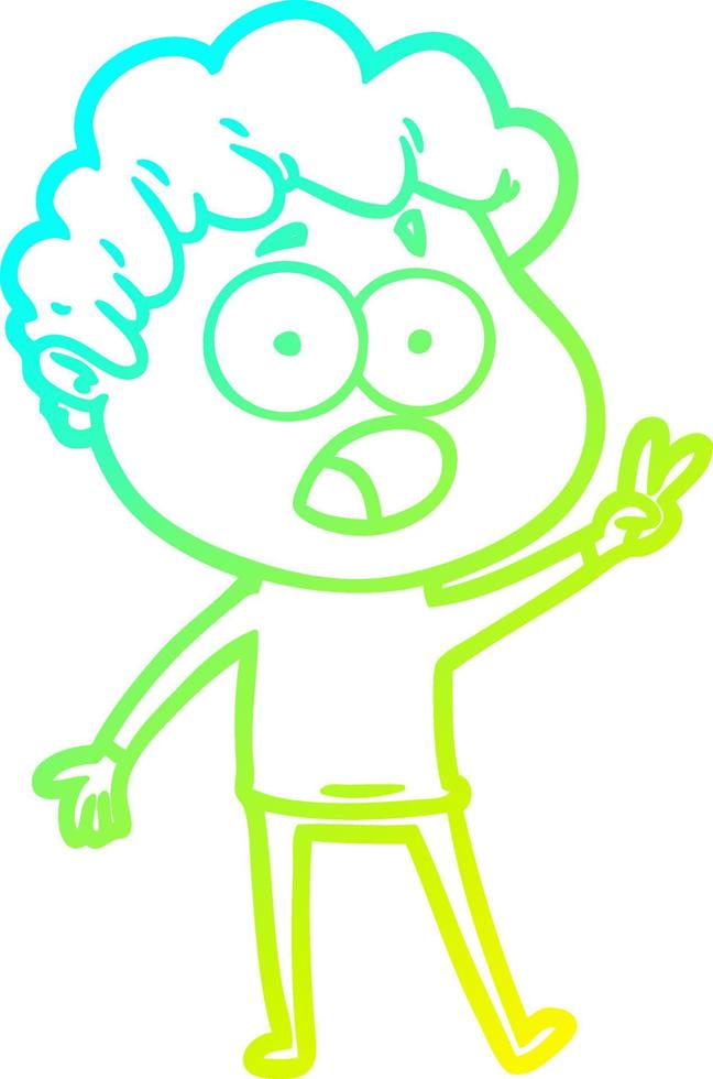 cold gradient line drawing cartoon man gasping in surprise vector