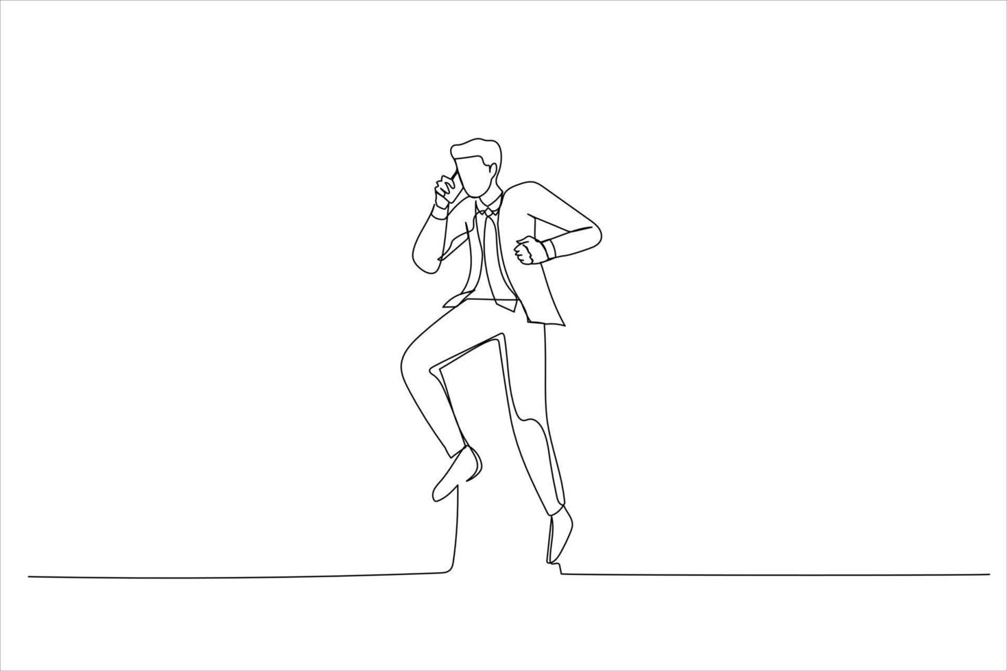 Cartoon of young man in the office. Continuous line art style vector