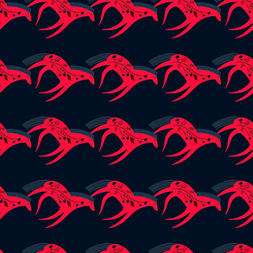 Hand drawn horse seamless pattern. Cute cartoon wallpaper with wild flower and stylized animals. vector