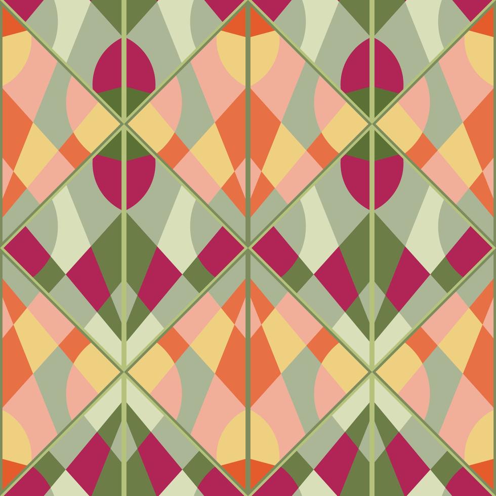 Vintage mosaic seamless pattern. Decorative triangle shapes endless wallpaper. Creative abstract ornament. vector
