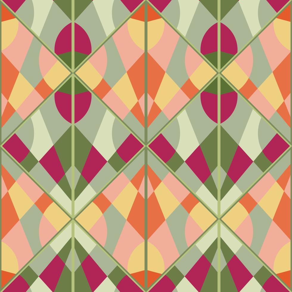 Vintage mosaic seamless pattern. Decorative triangle shapes endless wallpaper. Creative abstract ornament. vector