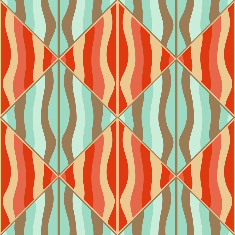 Vintage mosaic ornament seamless pattern. Decorative patchwork wallpaper in retro style vector