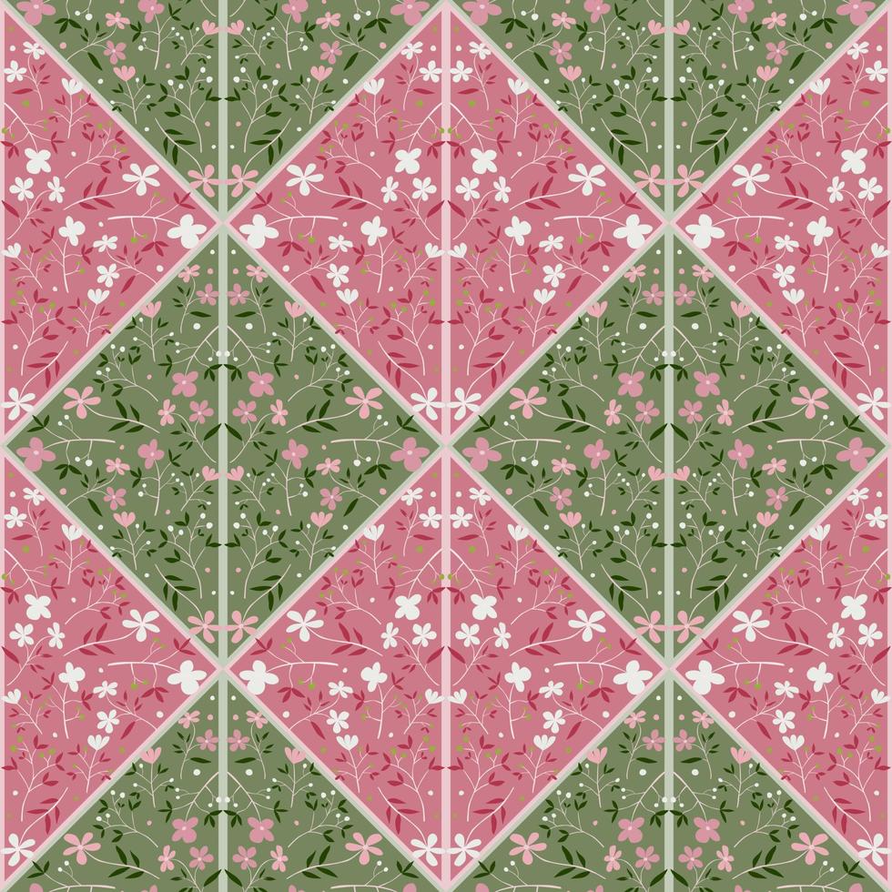 Vintage flower mosaic seamless pattern. Floral ornament. Pretty botanical backdrop. vector