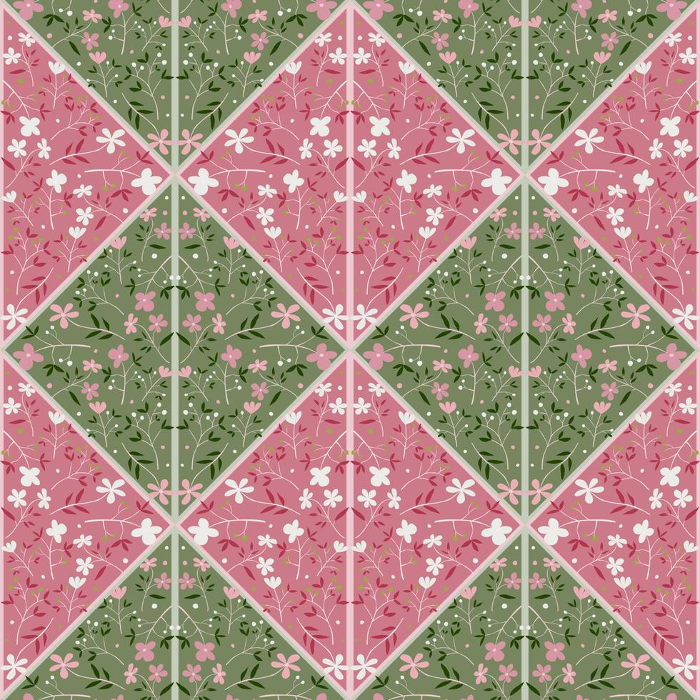 patrón sin costuras de mosaico de flores vintage. ornamento floral bonito telón de fondo botánico. vector