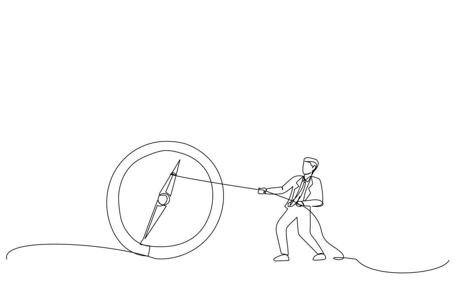 Drawing of business team pulling a company up from the floor. Single line art style vector
