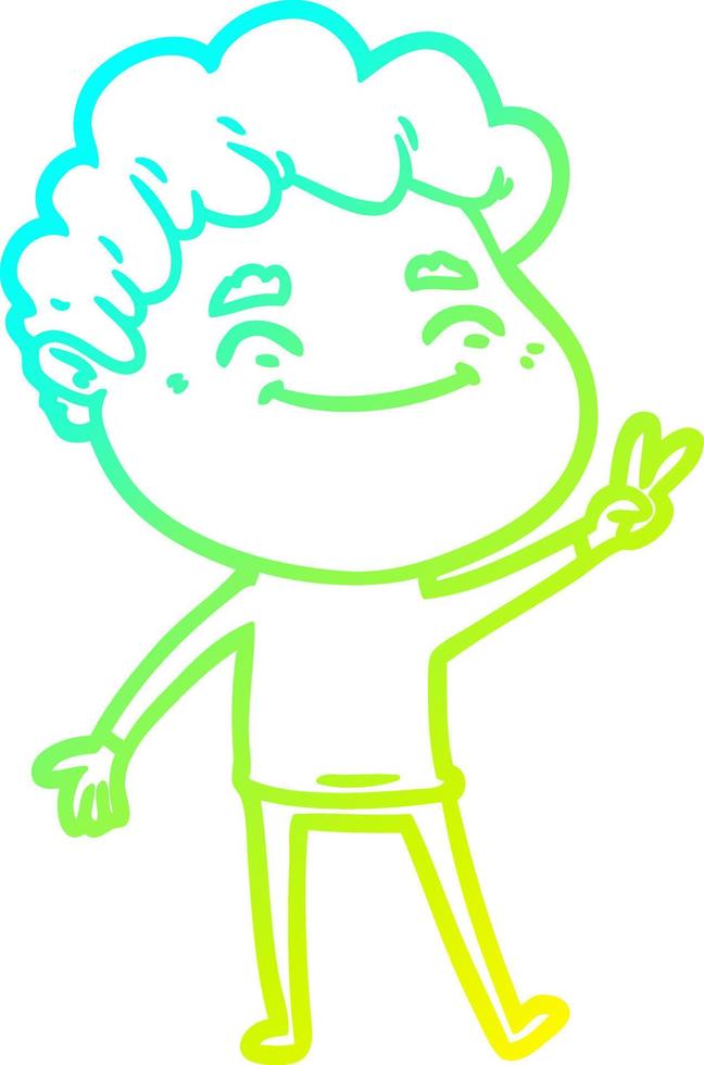 cold gradient line drawing cartoon friendly man vector