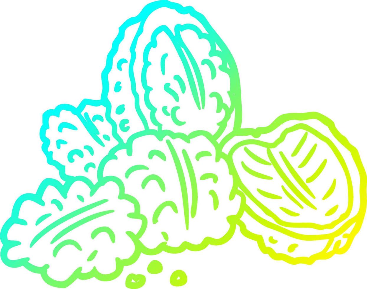 cold gradient line drawing walnuts vector