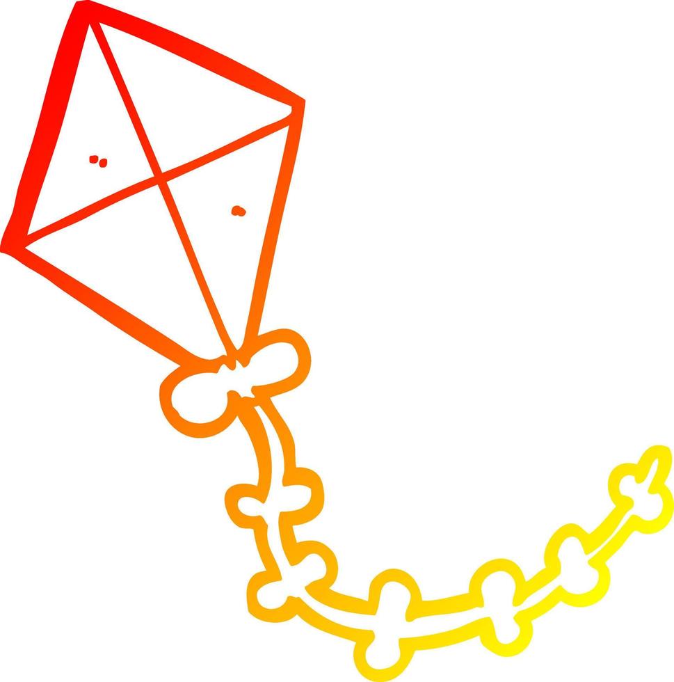 warm gradient line drawing cartoon kite vector