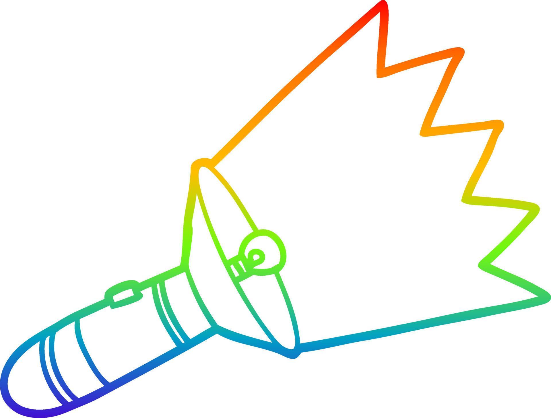 rainbow gradient line drawing old cartoon torch 10776233 Vector Art at
