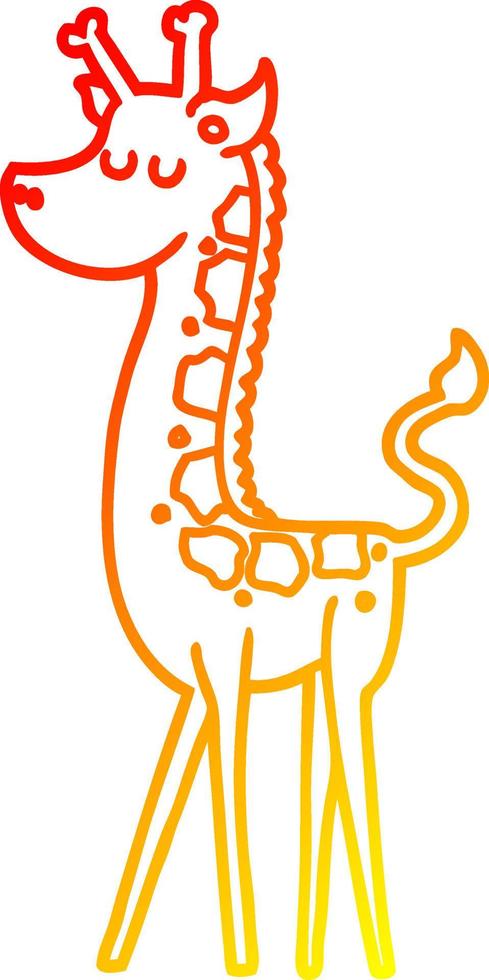dibujo de línea de gradiente cálido jirafa de dibujos animados vector