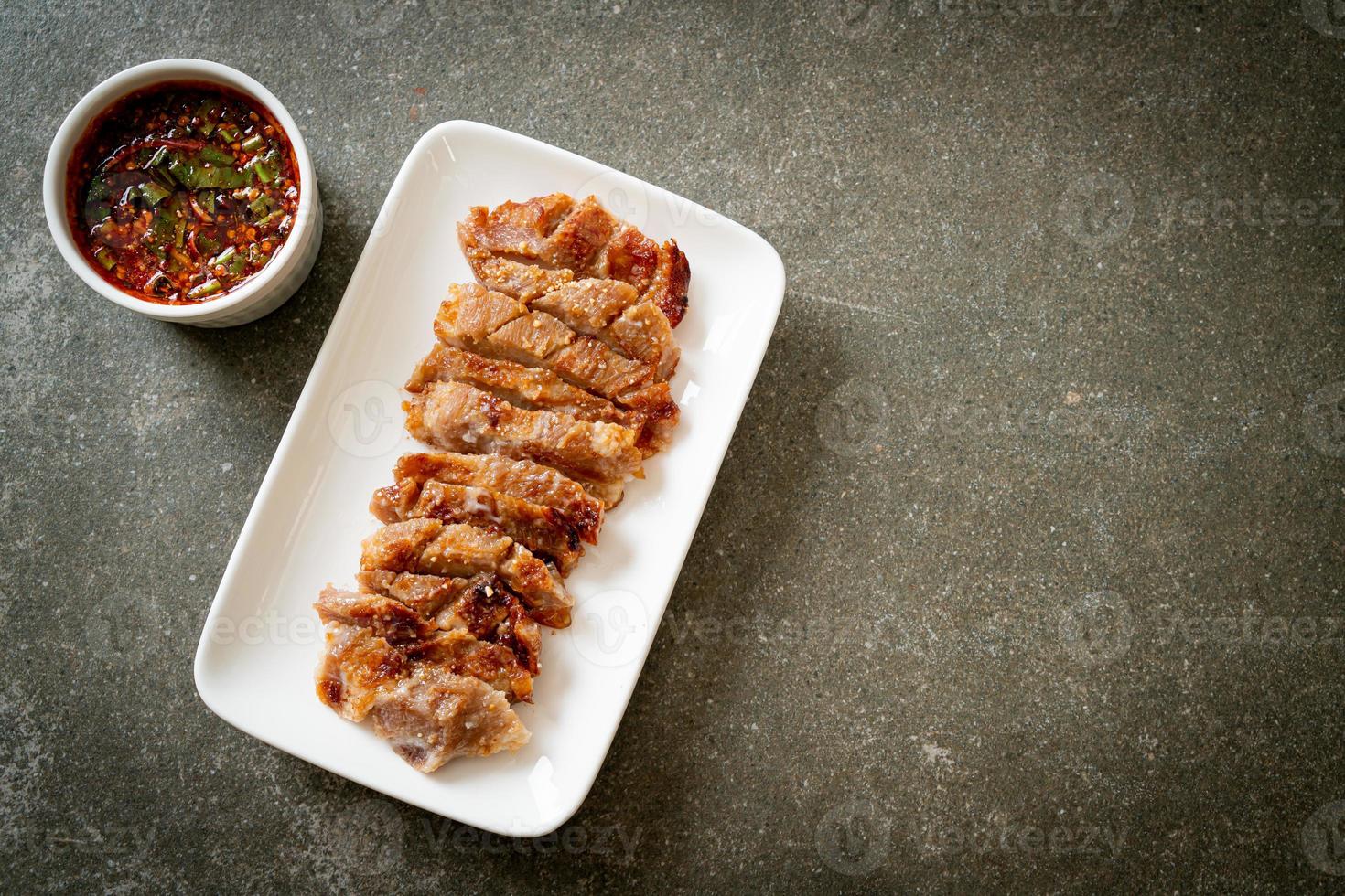 Grilled Pork Neck with Thai Spicy Sauce photo
