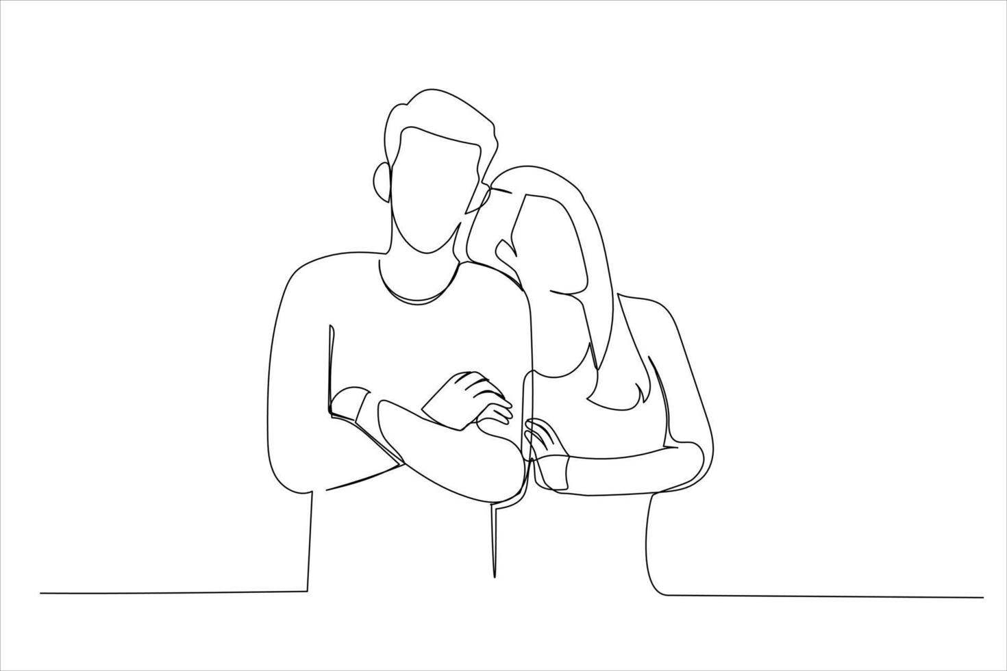 dibujo de una pareja joven de pie. estilo de arte de una sola línea vector