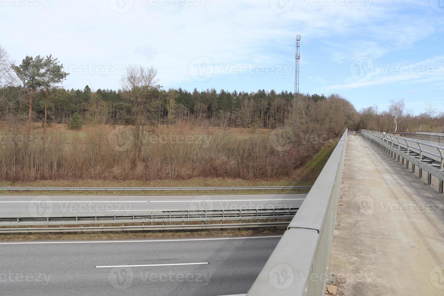 Perspective view on a european highway on a sunny day. photo