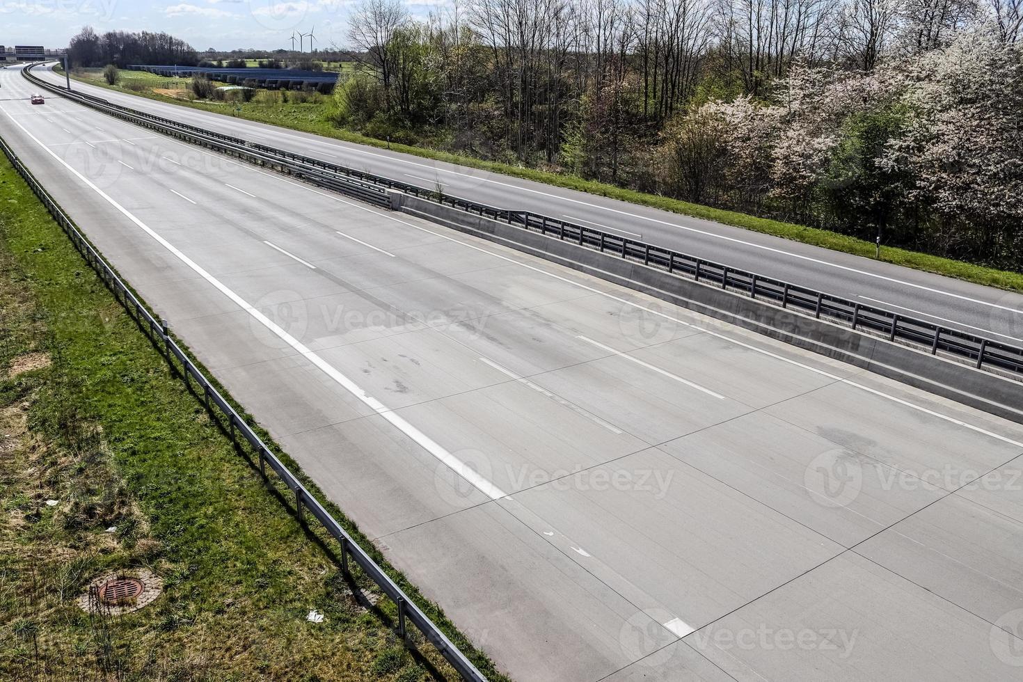 Perspective view on a european highway on a sunny day. photo