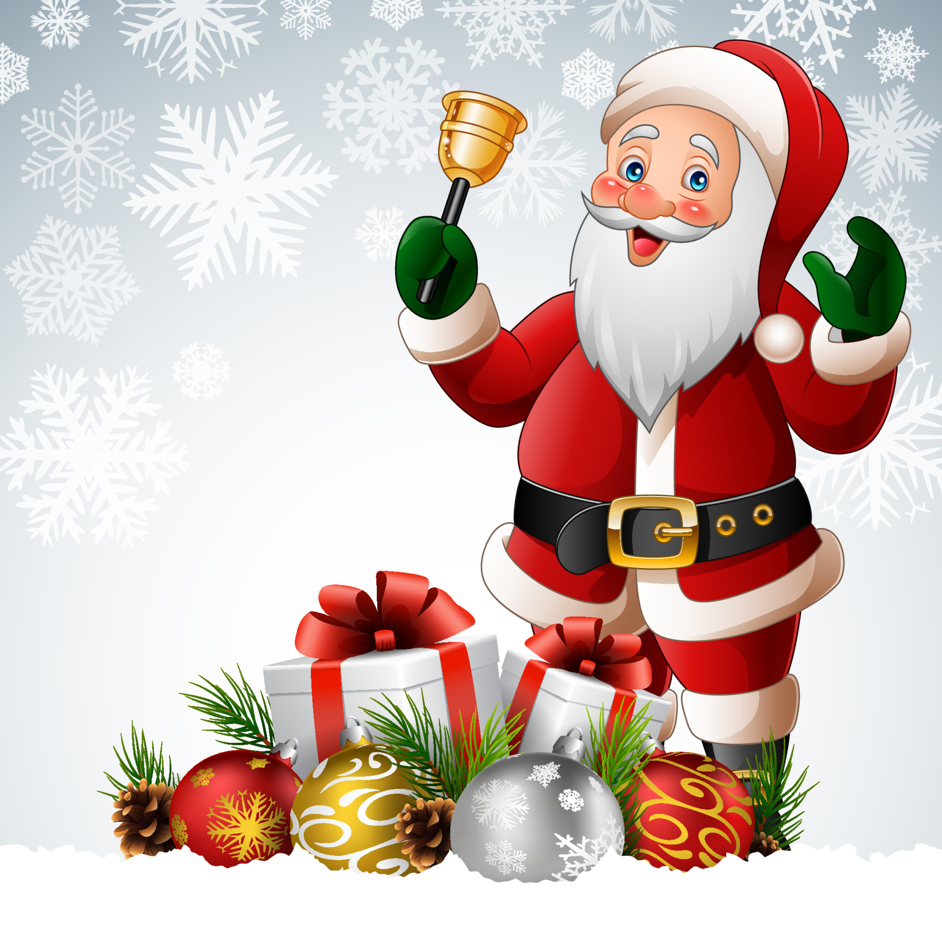 Christmas background with santa claus ringing bell 10777069 Vector Art