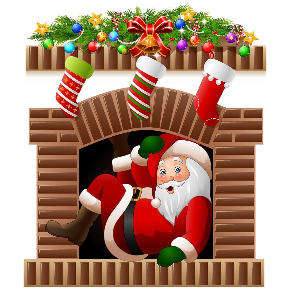 Santa Claus in the fireplace vector