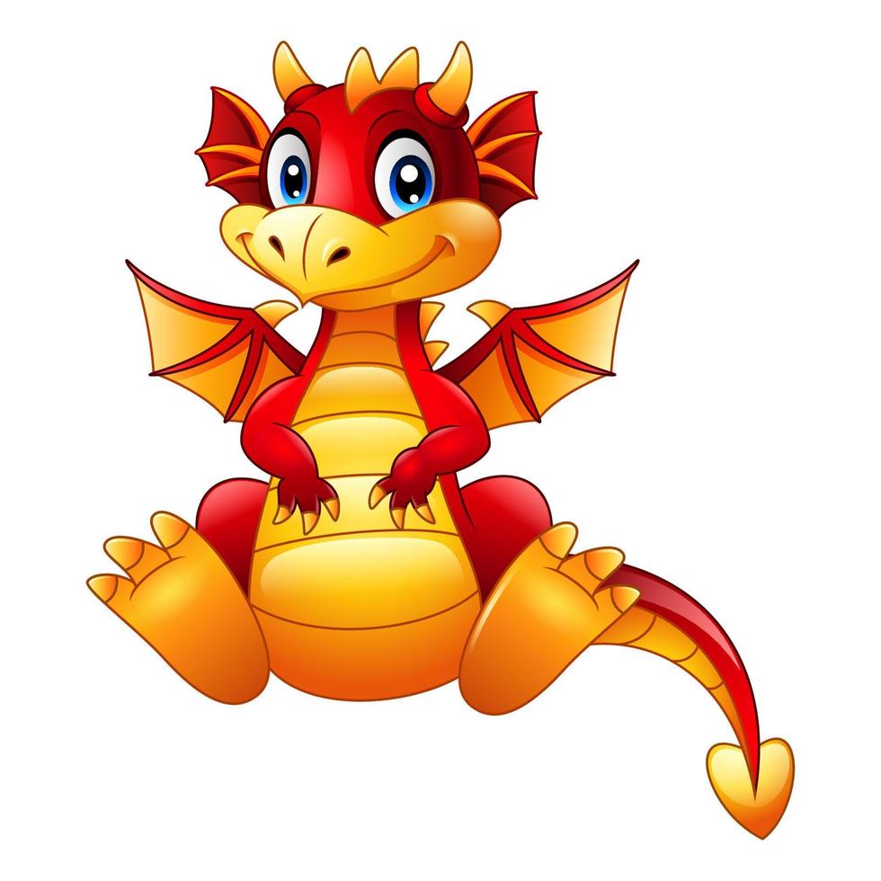 Cartoon baby red dragon vector