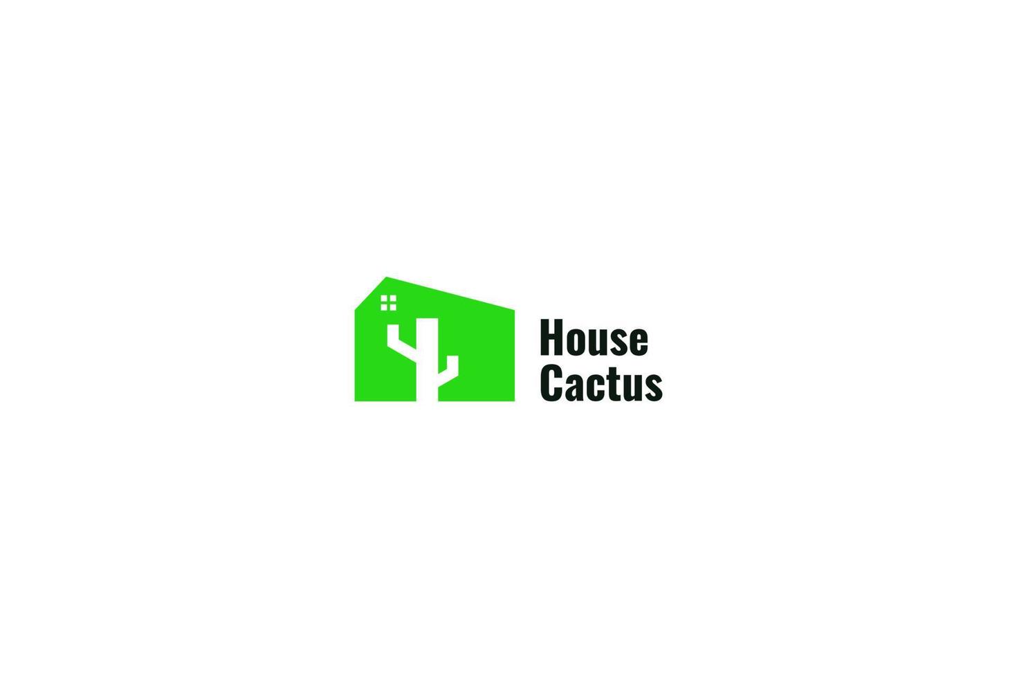 Flat house with cactus logo design vector illustration idea