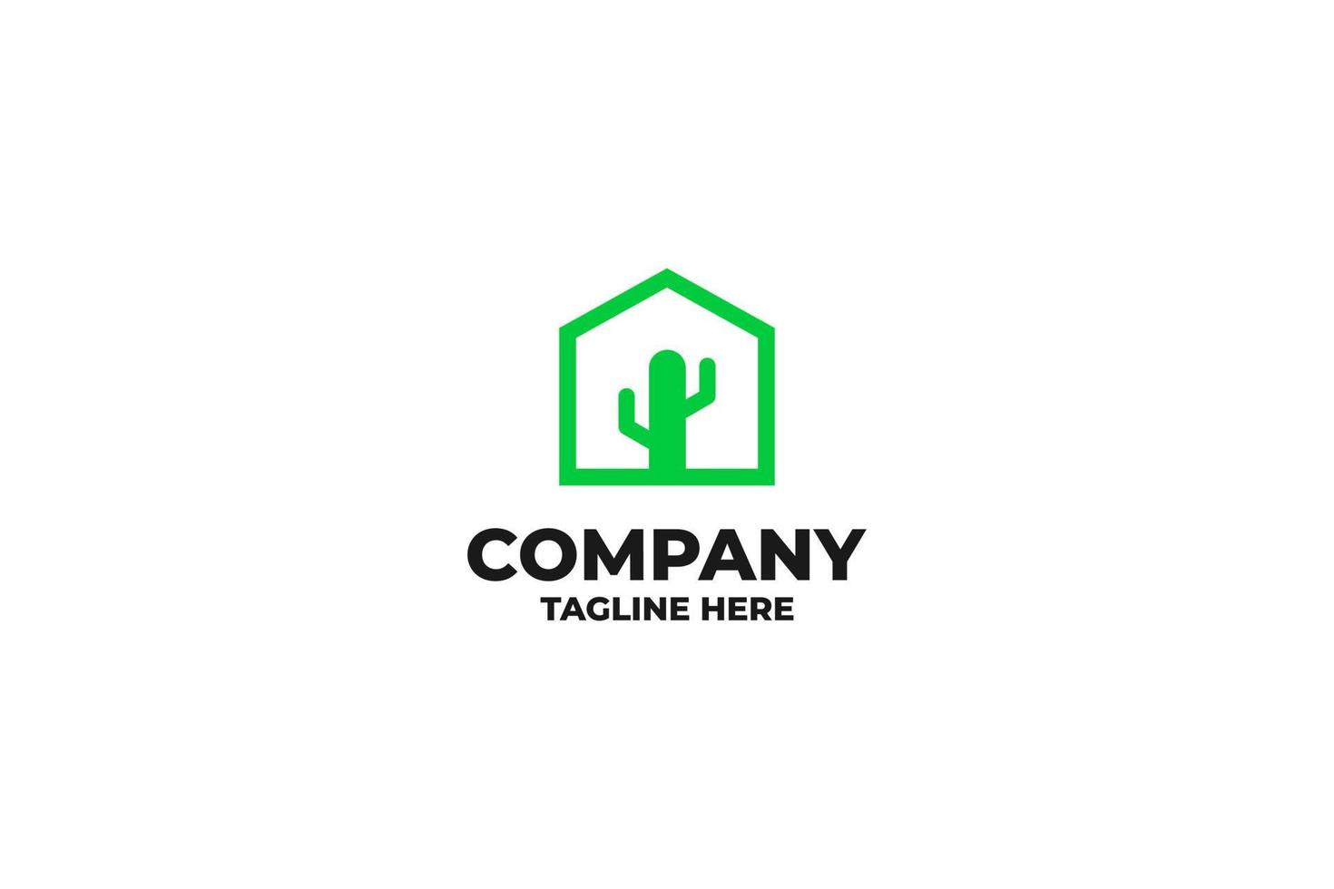 casa plana con diseño de logotipo de cactus ilustración vectorial idea vector