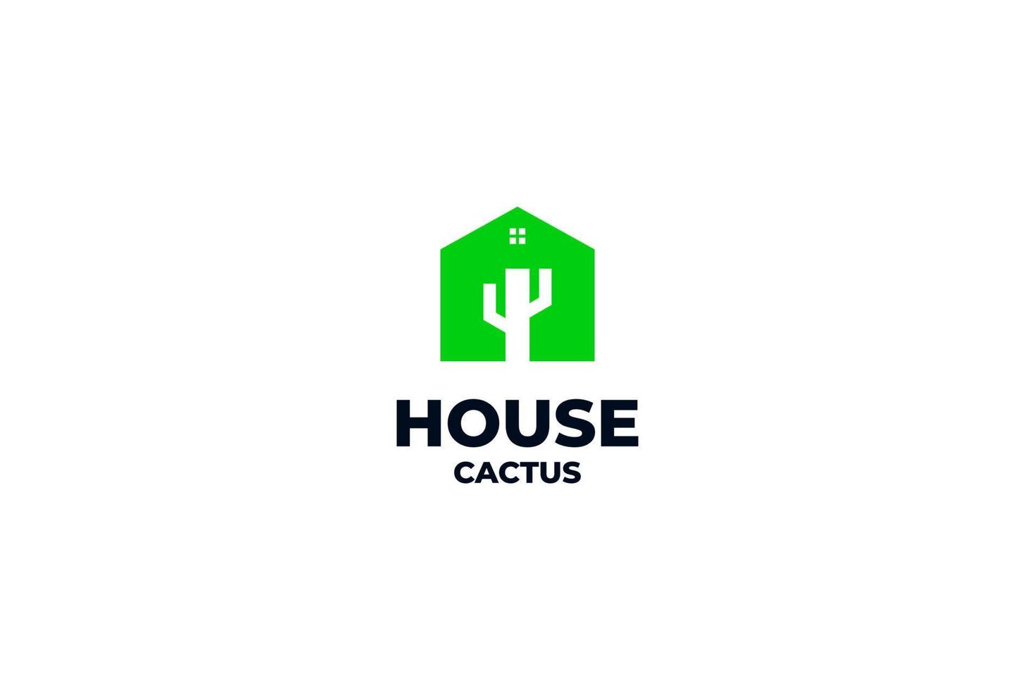 casa plana con diseño de logotipo de cactus ilustración vectorial idea vector