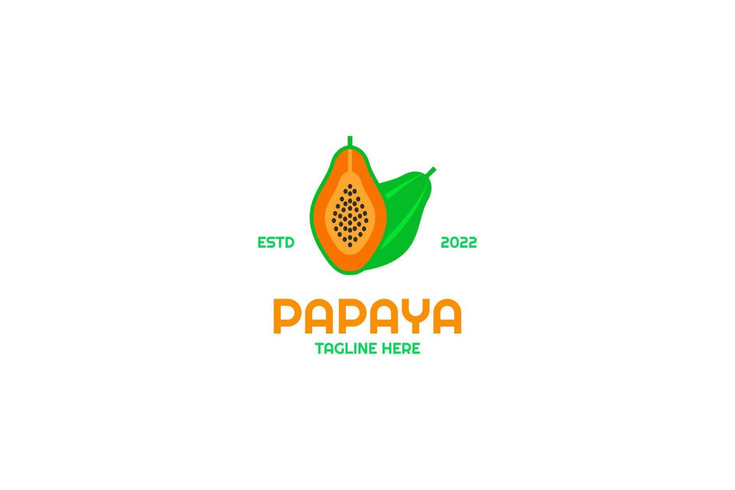 idea de ilustración de vector de diseño de logotipo de papaya plana