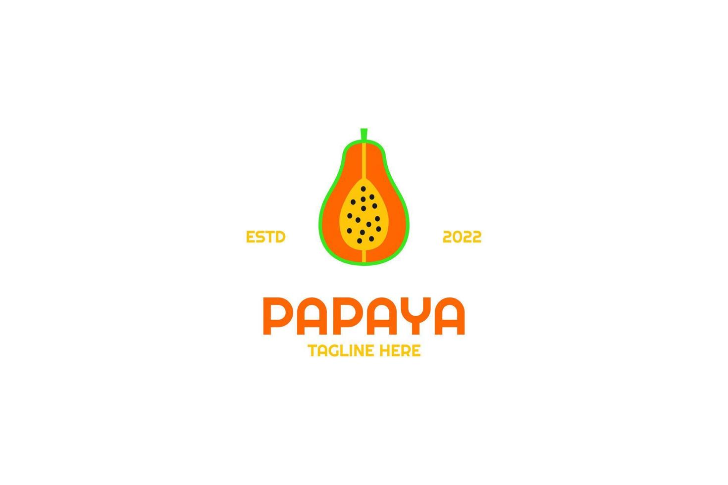 idea de ilustración de vector de diseño de logotipo de papaya plana