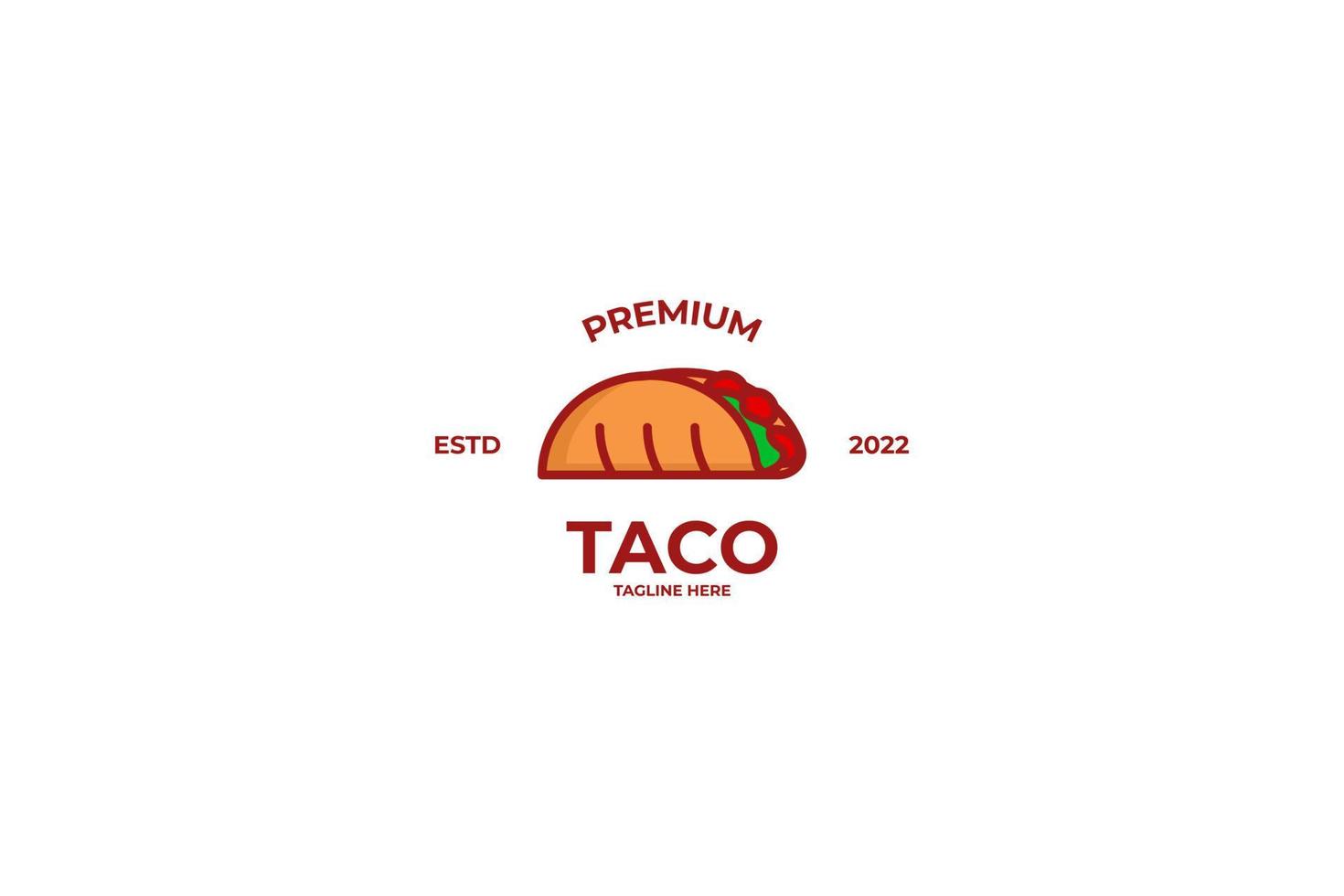 idea de ilustración de vector de diseño de logotipo de comida de taco plano