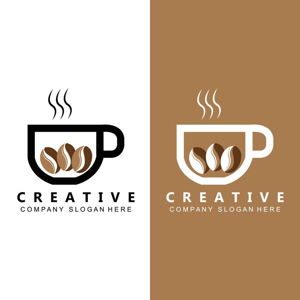 Beans And Coffee Cup Logo Template vector icon design