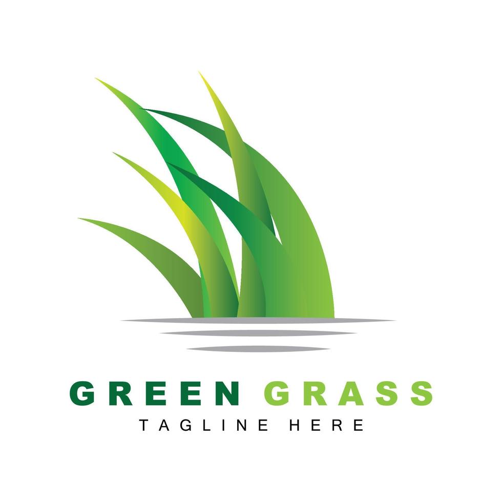 Green Grass Logo Design, Farm Landscape Illustration, Natural Scenery Vector