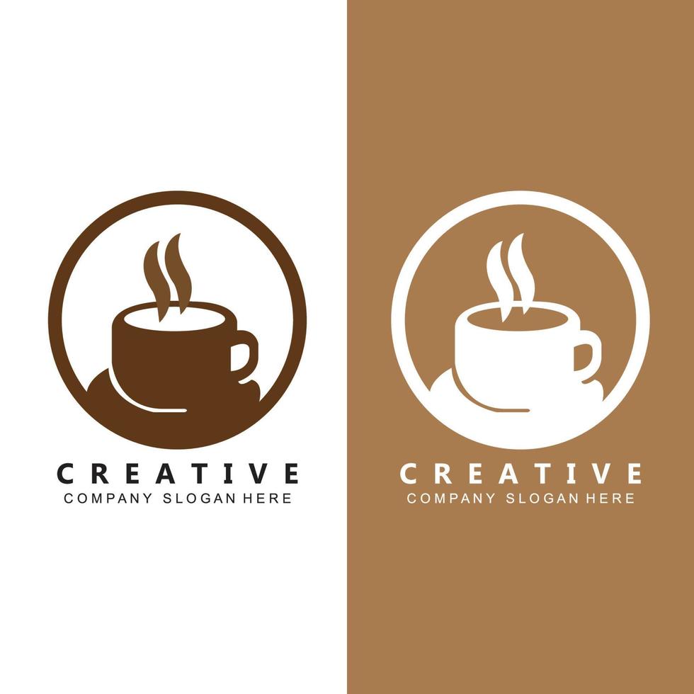 diseño de icono de vector de plantilla de logotipo de taza de café y frijoles