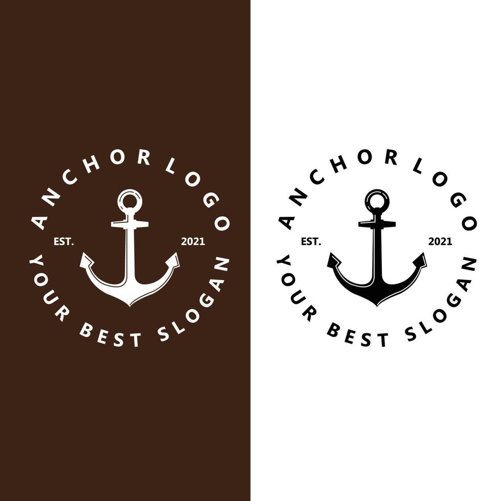 ship anchor logo icon vector, port, retro design illustration vector