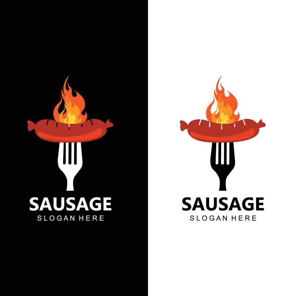 grilled sausage vector design retro cool food logo