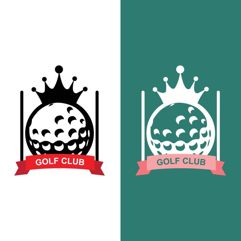 vector icono logo pelota de golf, palo y golf. juegos al aire libre, ilustración de concepto retro