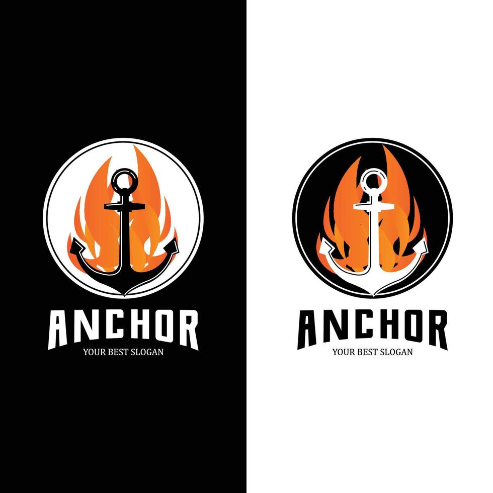 ship anchor logo icon vector, port, retro design illustration vector