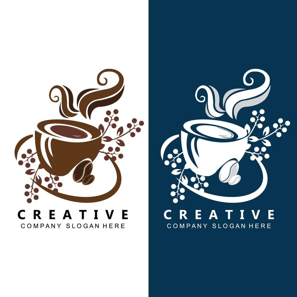 Beans And Coffee Cup Logo Template vector icon design