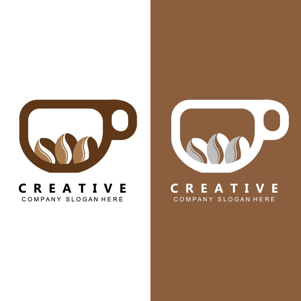 Beans And Coffee Cup Logo Template vector icon design