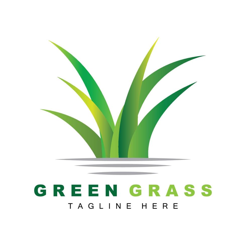 Green Grass Logo Design, Farm Landscape Illustration, Natural Scenery Vector