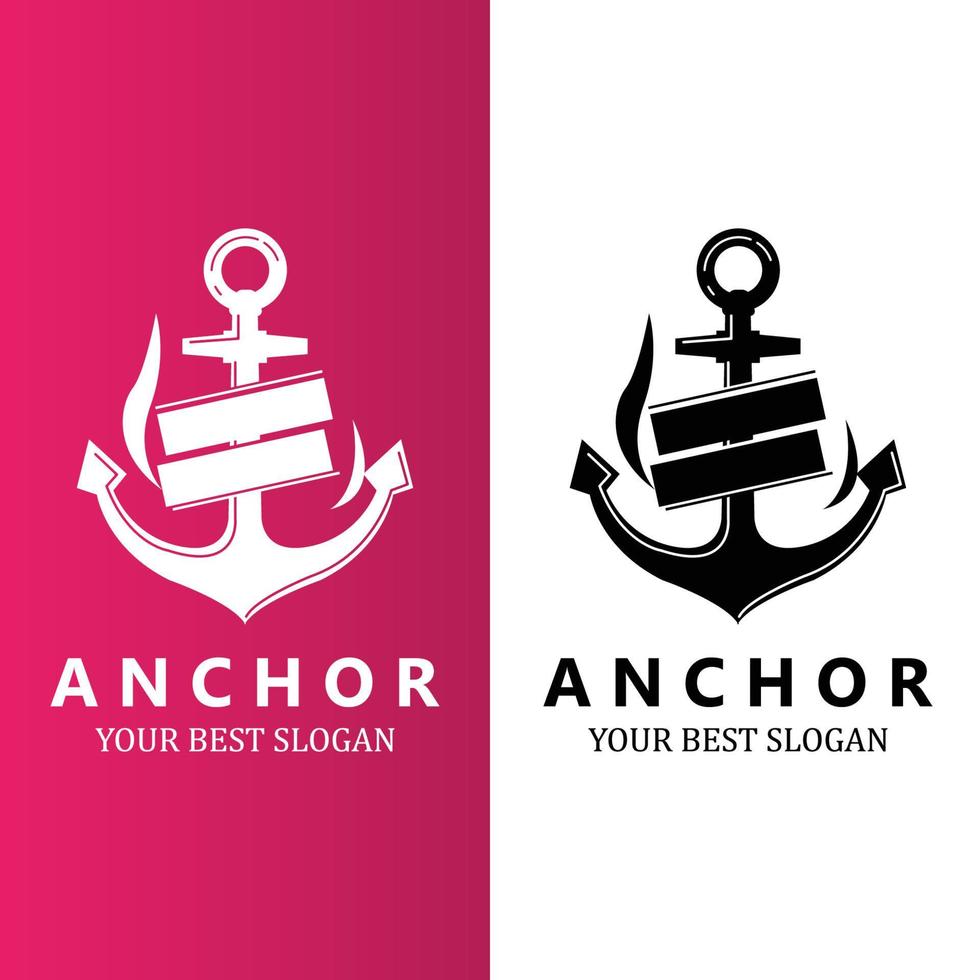 ship anchor logo icon vector, port, retro design illustration vector