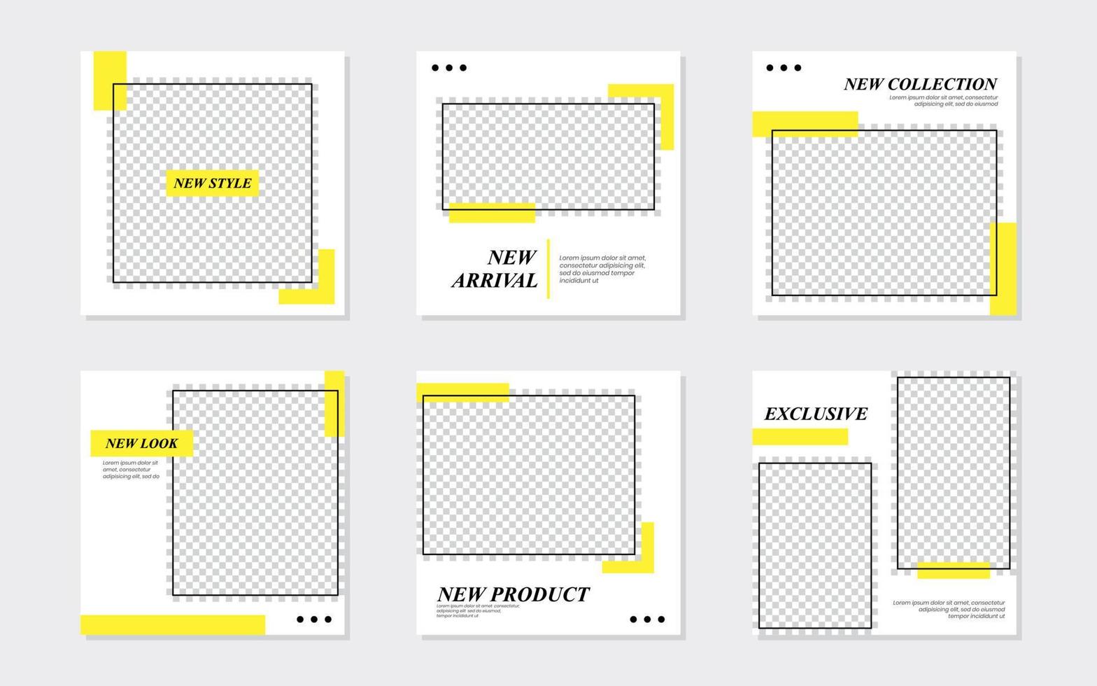 diseño de plantilla de feeds de redes sociales amarillo moderno vector