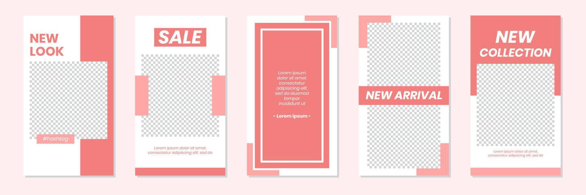 Modern Red Pink Social Media Stories Design Template vector