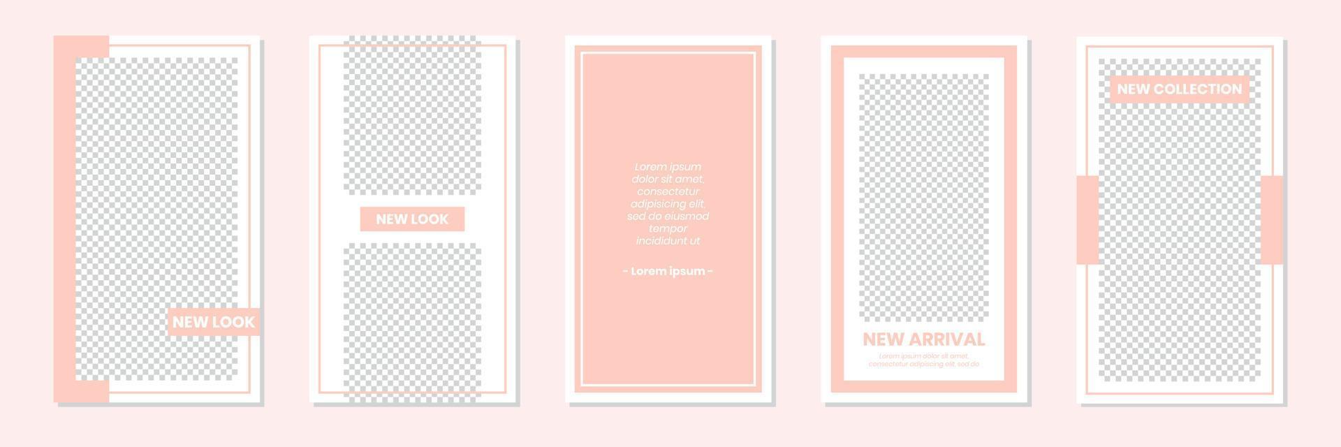 diseño de plantilla de historias de redes sociales rosa melocotón pastel vector