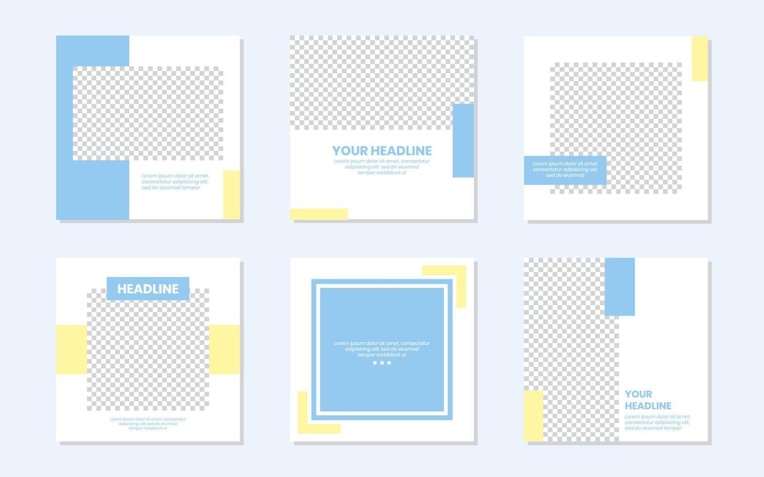 Cute Blue Yellow Social Media Post Template Design vector