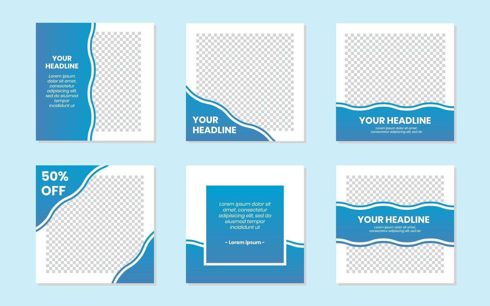 Blue Wave Social Media Post Template vector