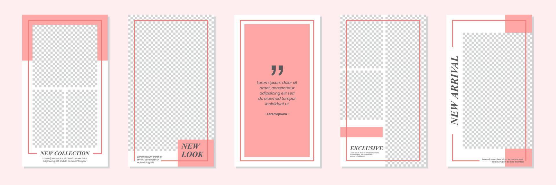 Minimalist Pastel Red Social Media Stories Template Design vector