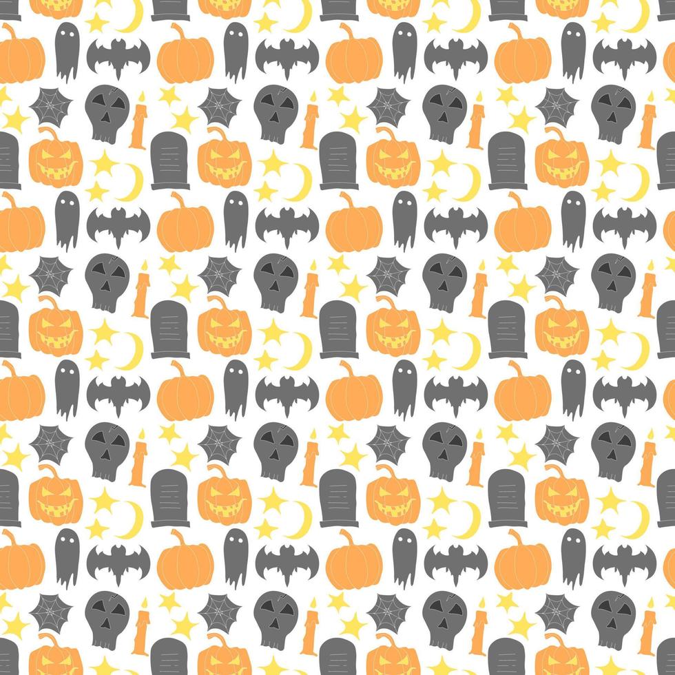 patrón de halloween sin costuras. garabato, vector, halloween, plano de fondo vector