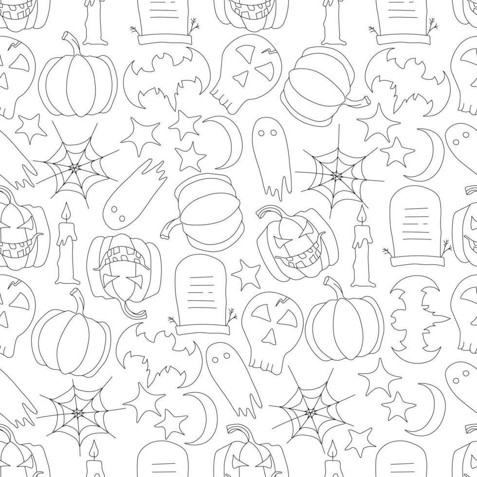 Seamless halloween pattern. Doodle vector halloween background