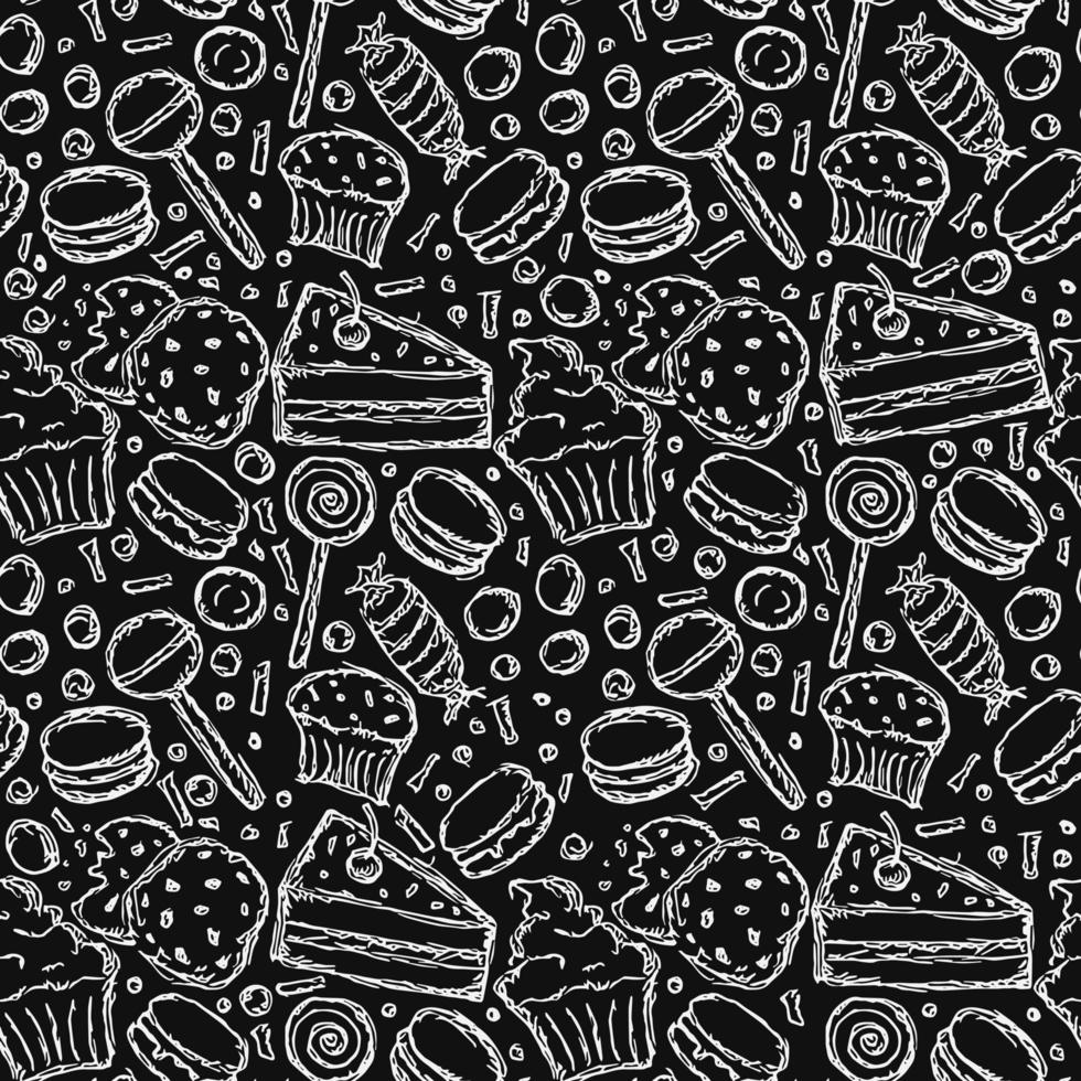 Seamless candy pattern. Sweets and candy background. Doodle vector illustration with sweets and candy icons