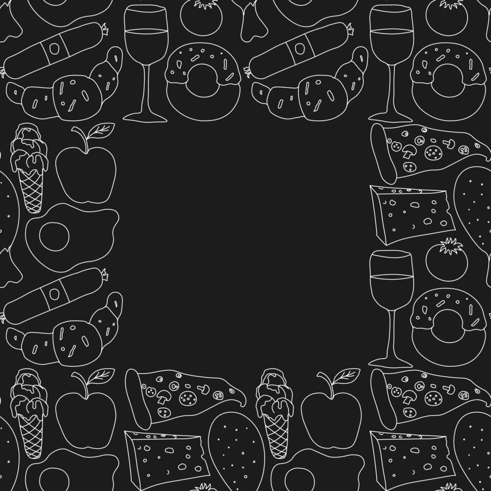 Vector food background with place for text. Doodle food illustration